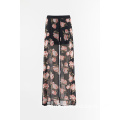 Chiffon print wide trousers